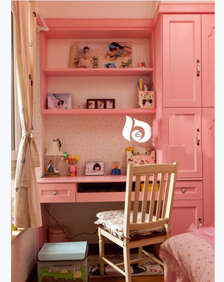 简洁粉色儿童房收纳用品效果图