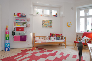 可爱红色儿童房家具效果图
