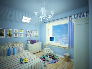 地中海风格舒适卧室飘窗装修效果图