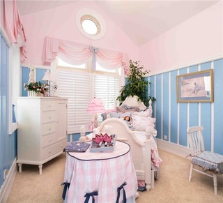 美式风格时尚粉色儿童房设计图纸