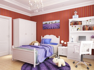 美式风格可爱儿童房床上用品效果图