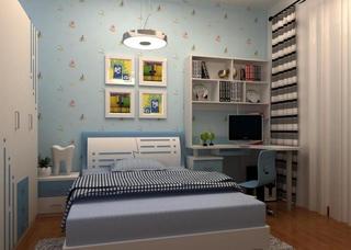宜家风格可爱蓝色儿童房设计图