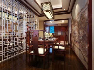 中式风格古典红色餐桌图片