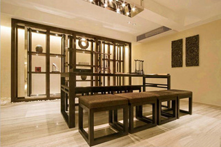 中式风格大气餐厅实木餐桌图片