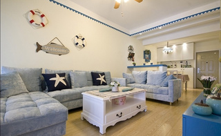 地中海风格白色客厅茶几效果图
