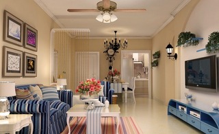 地中海风格白色客厅茶几图片