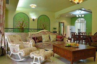 地中海风格红色客厅茶几图片