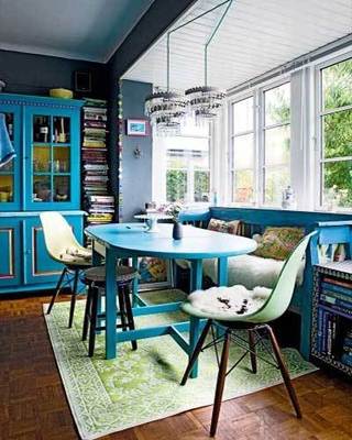 地中海风格蓝色餐厅餐桌效果图