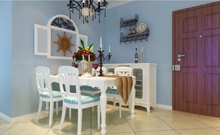 地中海风格小清新白色餐桌图片