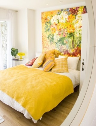 田园风格黄色卧室床上用品效果图