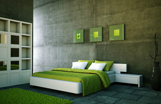 田园风格绿色卧室床图片