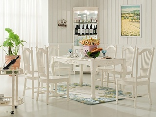田园风格简洁白色餐桌图片