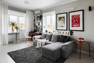 混搭风格单身公寓灰色客厅装修效果图