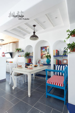 地中海风格两室一厅浪漫蓝色效果图