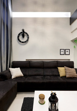 现代简约风格别墅时尚黑白客厅沙发沙发效果图