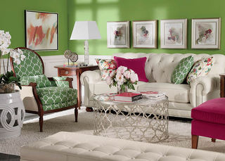 小清新绿色沙发背景墙设计