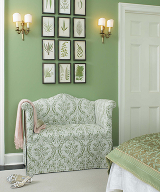 小清新绿色沙发背景墙设计图纸