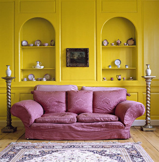 小清新黄色沙发背景墙装修效果图