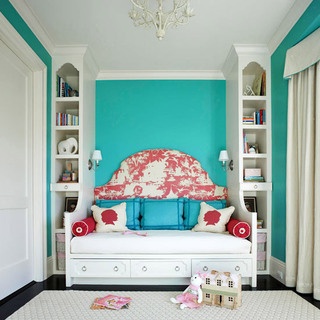 小清新蓝色沙发背景墙效果图