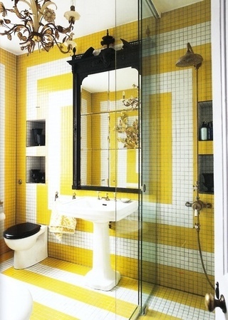 欧式风格黄色洗手台图片