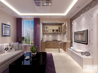 温馨紫色 时尚温馨的客厅设计装修图片