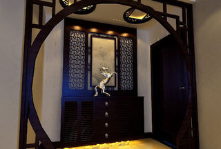 中式风格实用玄关柜效果图