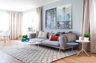 美式风格蓝色沙发背景墙设计