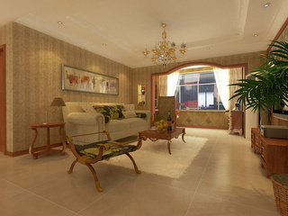 美式风格黄色沙发背景墙效果图