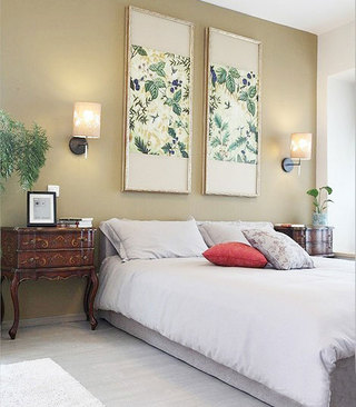 中式风格小清新卧室背景墙设计图纸