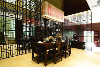 中式风格大气餐厅瓷砖效果图