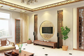 中式风格大气电视背景墙设计图纸