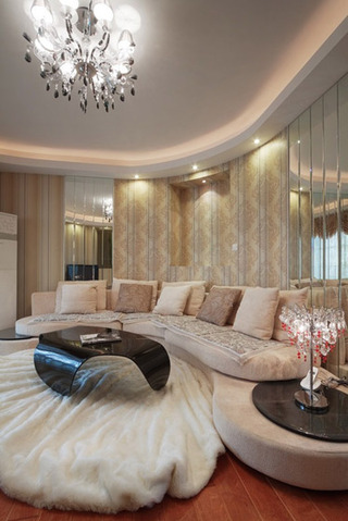 欧式风格奢华130平米客厅沙发婚房平面图