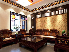 中式客厅奢华之选 19款瓷砖效果图