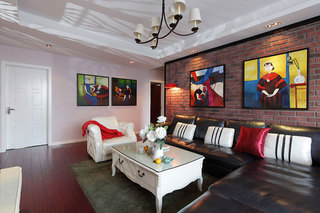 新古典风格三居室温馨100平米客厅改造
