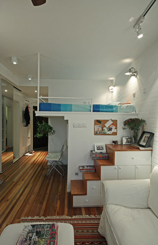 现代简约风格一居室小清新5-10万50平米隔断旧房改造家居图片