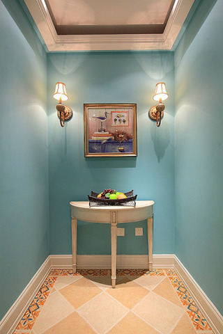 新古典风格三居室蓝色100平米设计图