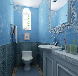 小清新蓝色卫生间设计图