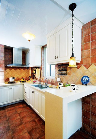 田园风格简洁厨房瓷砖图片