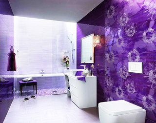 浪漫紫色卫生间瓷砖图片