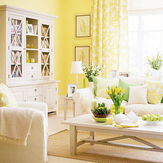 黄色客厅窗帘图片