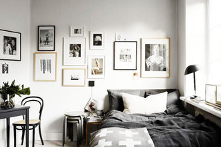 简洁卧室照片墙装修图片