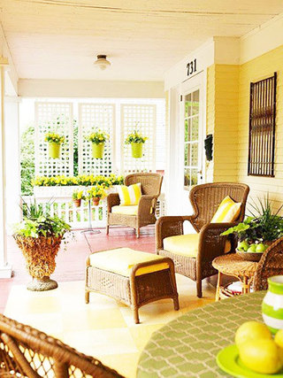 舒适黄色花园沙发效果图
