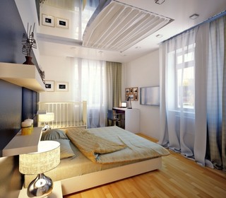 现代简约风格时尚卧室背景墙设计图