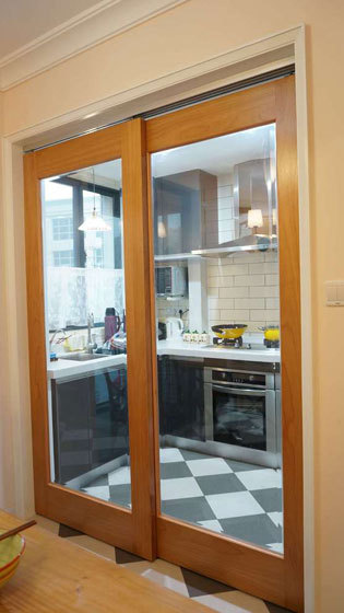 混搭风格二居室温馨90平米厨房推拉门装潢