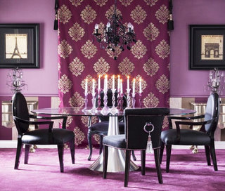 紫色餐厅窗帘效果图