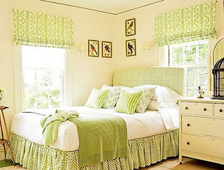 田园风格绿色卧室窗帘窗帘效果图