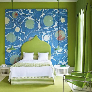 田园风格绿色卧室窗帘窗帘图片