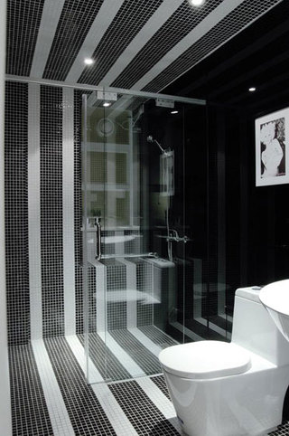简约风格三居室时尚黑白130平米卫生间设计图纸