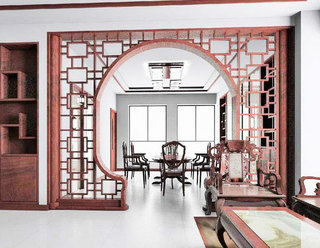 中式风格红色客厅装修效果图