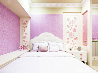 紫色儿童房壁纸图片